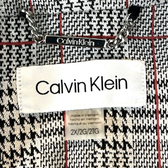 Calvin Klein Houndstooth Plaid Blazer 2X Jacket Partial Tags * - Picture 12 of 15